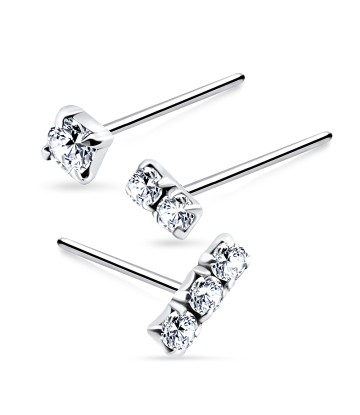 3 Silver Nose Stud Sets NSK-SET-1108